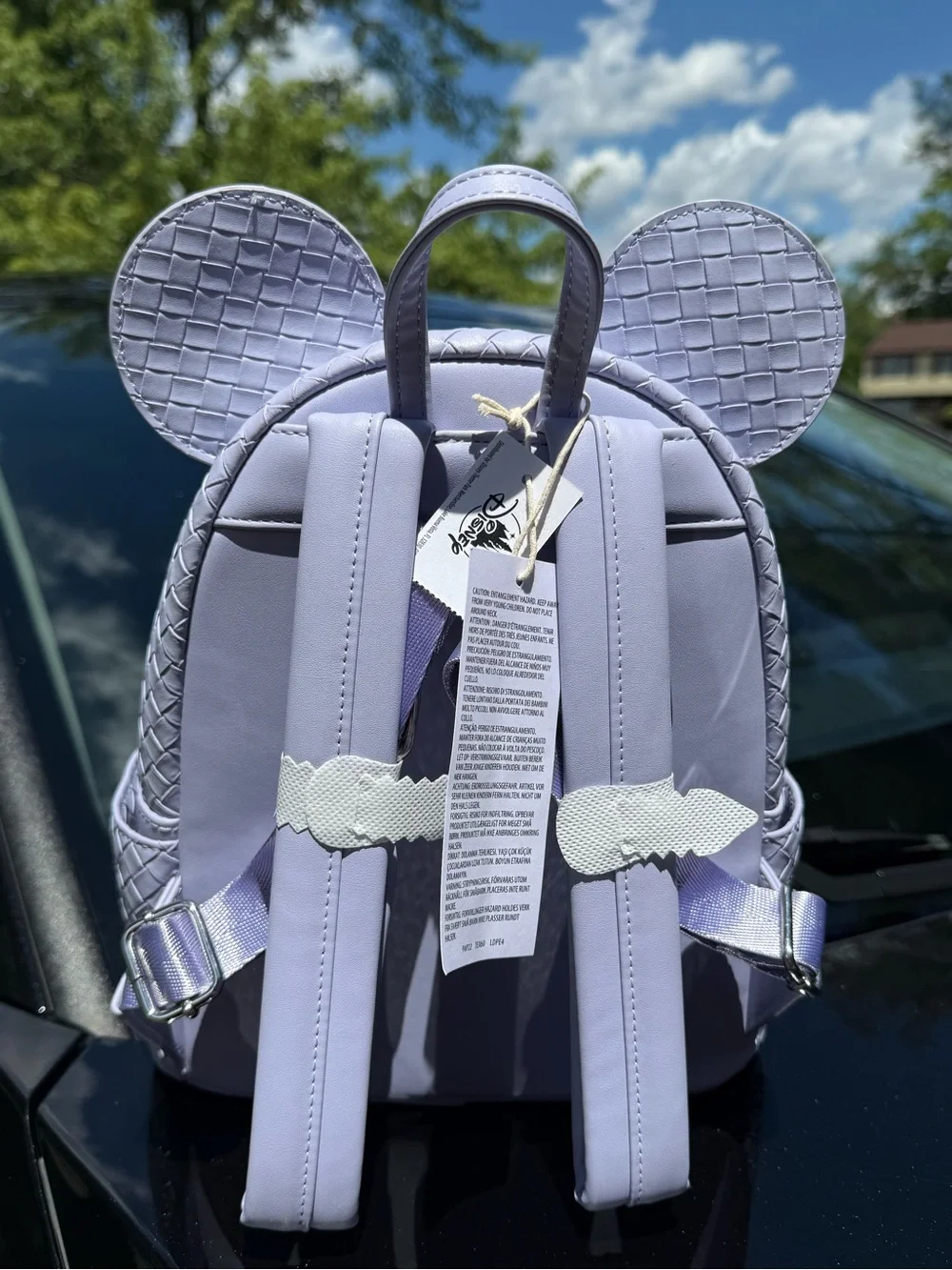 Loungefly Lavender Woven Faux Leather Mini Backpack with Ears